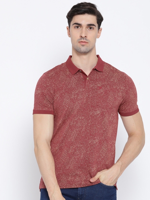 

Blackberrys Men Rust Red Printed Polo Collar T-shirt