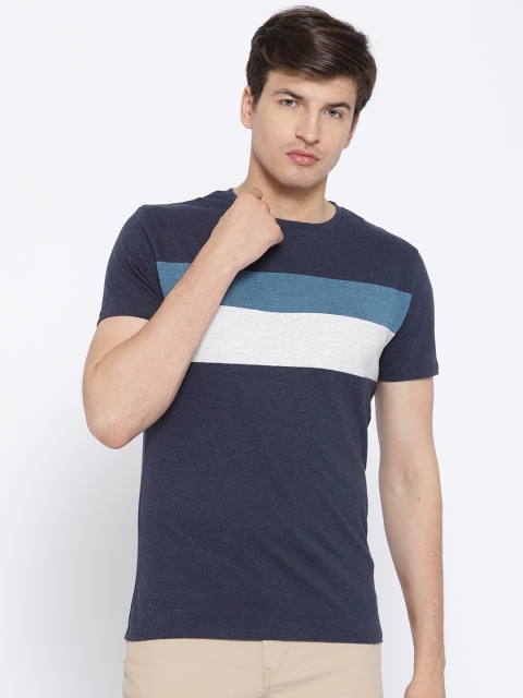 

Blackberrys Men Navy Blue Striped Detail Round Neck T-shirt