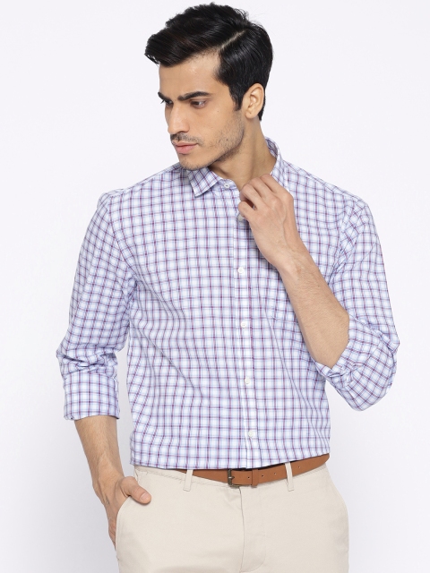 

Blackberrys Men White & Blue Slim Fit Checked Casual Shirt