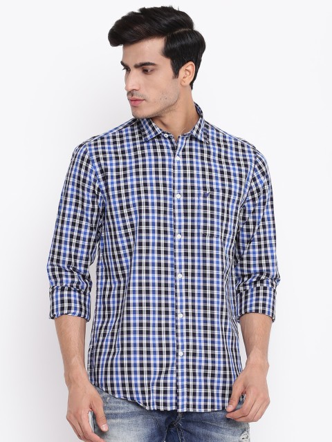 

Blackberrys Men Blue & Black Slim Fit Checked Casual Shirt