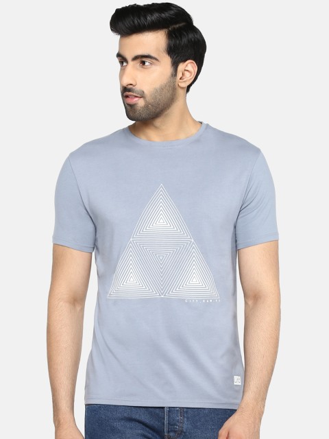 

Blackberrys Men Grey Printed Round Neck T-shirt