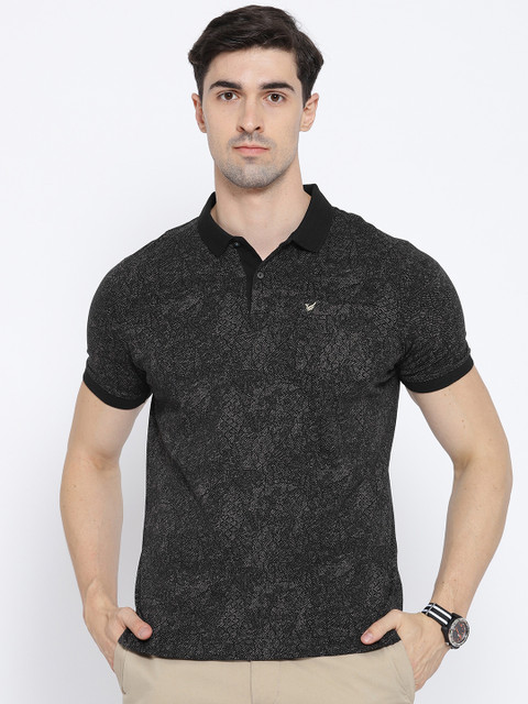 

Blackberrys Men Black Printed Polo Collar T-shirt