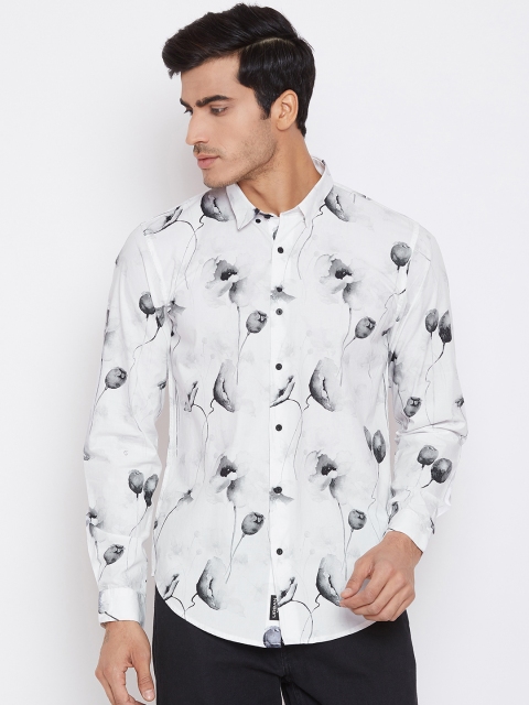 

Blackberrys Men White & Grey Printed Trim Fit Casual Shirt