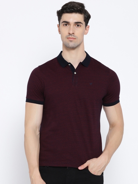 

Blackberrys Men Red & Navy Self Design Polo Collar T-shirt