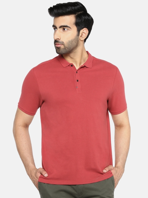 

Blackberrys Men Red Solid Polo Collar T-shirt