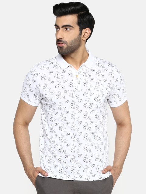 

Blackberrys Men White & Black Printed Polo Collar T-shirt