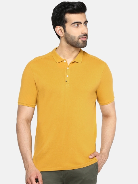 

Blackberrys Men Mustard Yellow Solid Polo Collar T-shirt