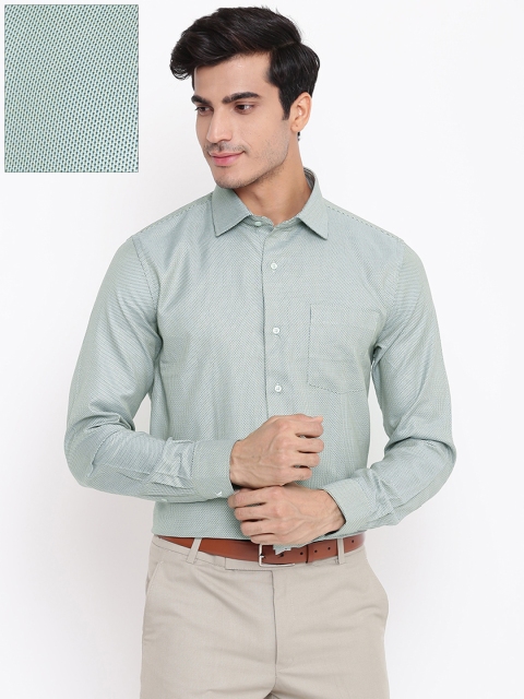 

Blackberrys Men Green & Black Slim Fit Self Design Formal Shirt