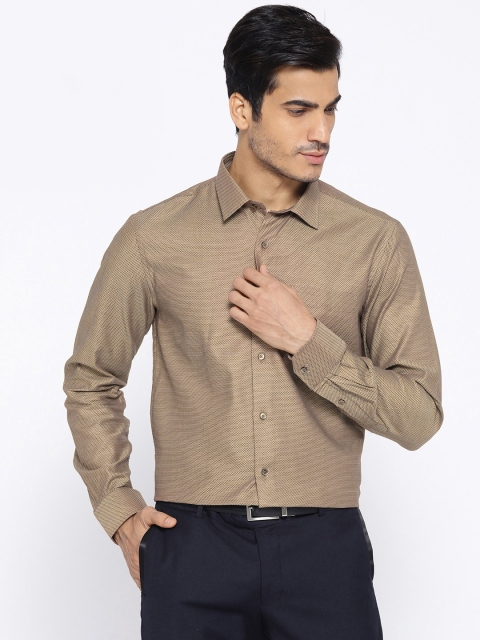 

Blackberrys Men Brown Slim Fit Self Design Partywear Shirt, Beige