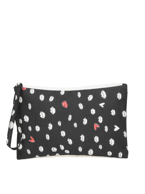 

Blueberry Women Black & White Printed Pouch