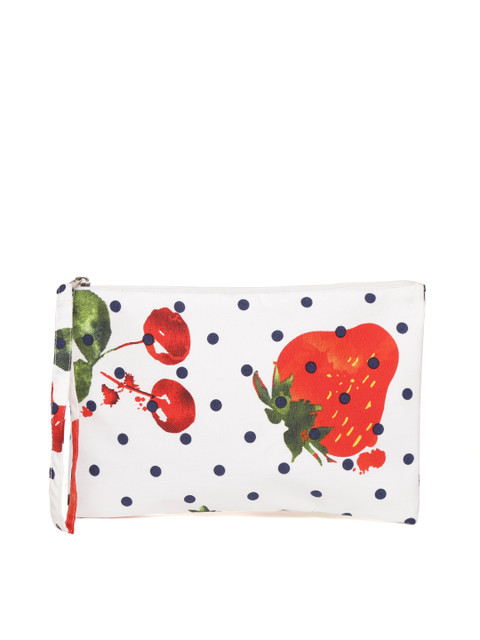 

Blueberry Women White & Red Printed Pouch