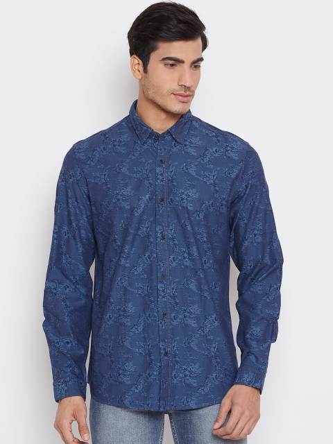 

Blackberrys Men Navy Blue Slim Fit Self Design Casual Shirt