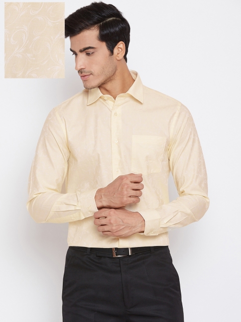 

Blackberrys Men Cream-Coloured Slim Fit Self Design Formal Shirt