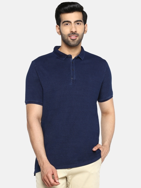 

Blackberrys Men Navy Blue Solid Polo Collar T-shirt