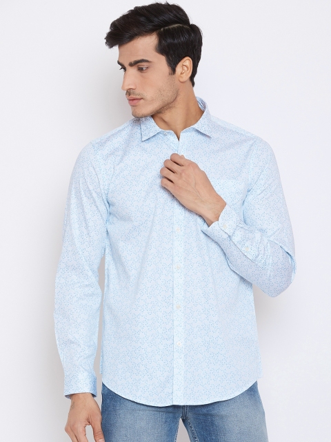 

Blackberrys Men White & Blue Slim Fit Printed Casual Shirt