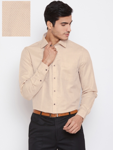 

Blackberrys Men Beige Slim Fit Self Design Formal Shirt