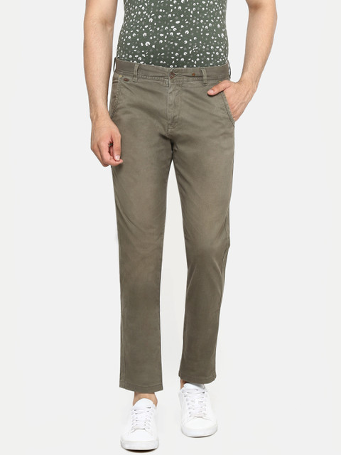 

Blackberrys Men Olive Green Regular Fit Solid Trousers