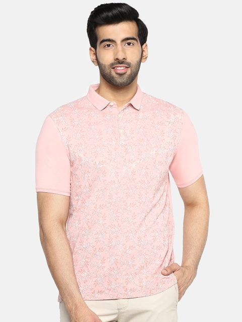 

Blackberrys Men Pink & White Printed Polo Collar T-shirt