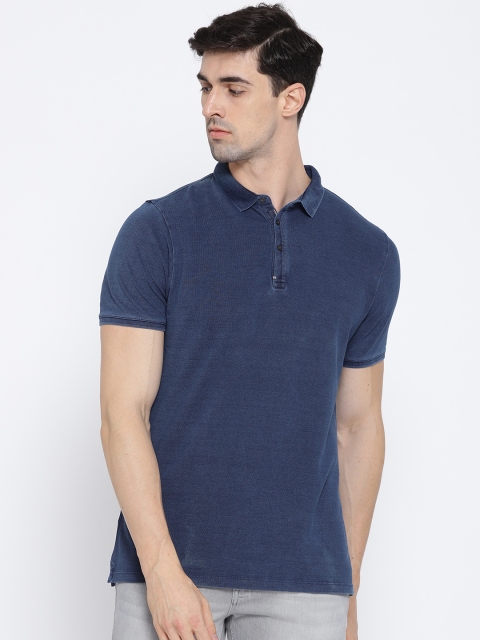 

Blackberrys Men Navy Blue Solid Polo Collar T-shirt