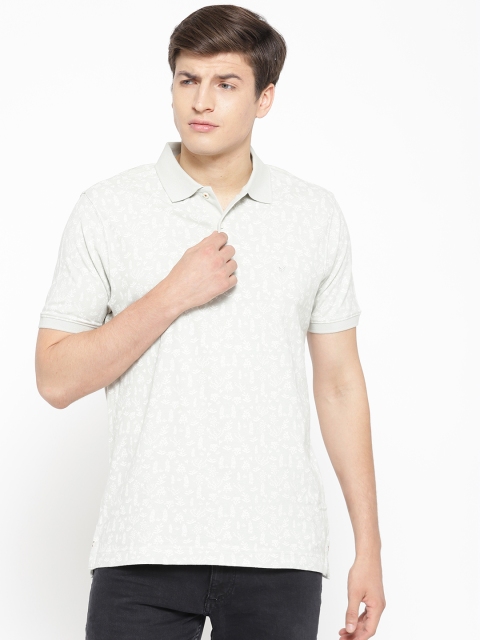 

Blackberrys Men Green & White Printed Polo Collar T-shirt