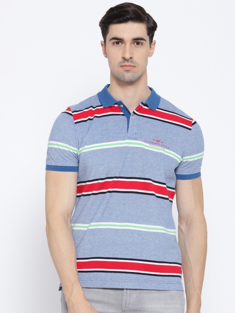 

Blackberrys Men Blue & Red Striped Polo Collar T-shirt