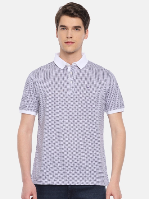

Blackberrys Men White & Purple Printed Polo Collar T-shirt