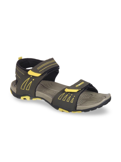 

OFF LIMITS Men Olive Green & Yellow Synthetic Sports Sandals