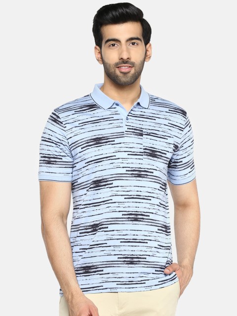 

Blackberrys Men Blue & Black Printed Polo Collar T-shirt