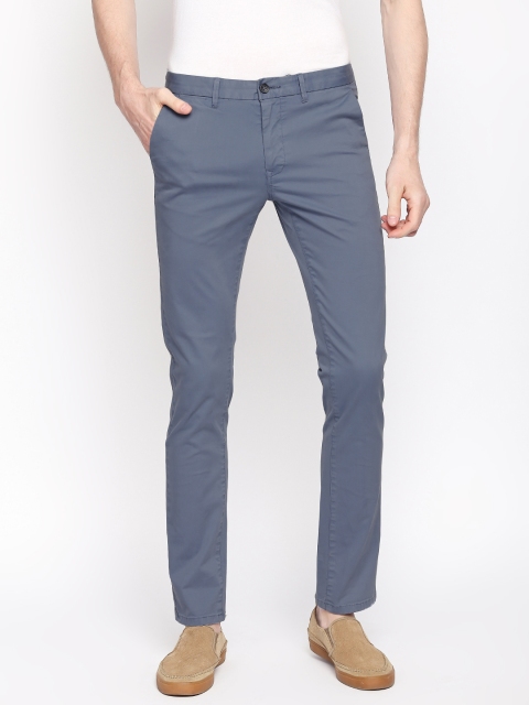 

Basics Men Blue Tapered Fit Solid Chinos