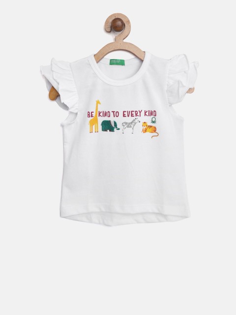

United Colors of Benetton Girls White Printed Top