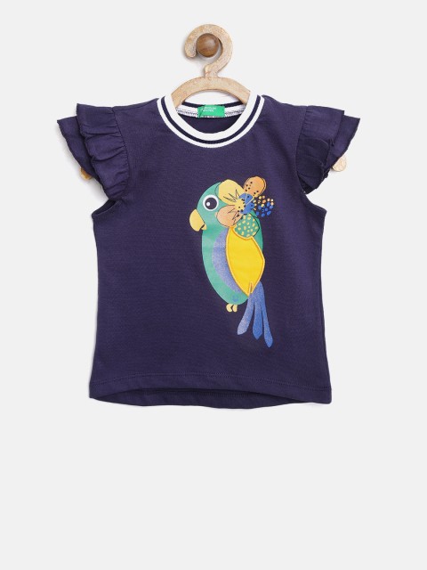 

United Colors of Benetton Girls Navy Blue Printed Top