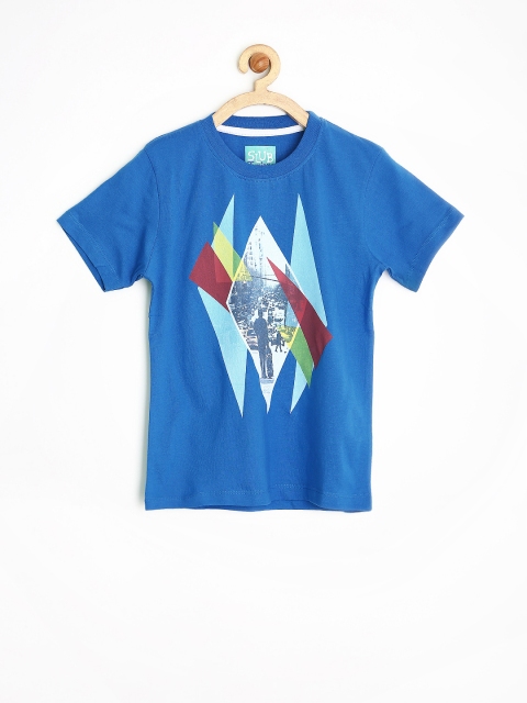 

Slub Juniors Boys Blue Printed Pure Cotton T-shirt