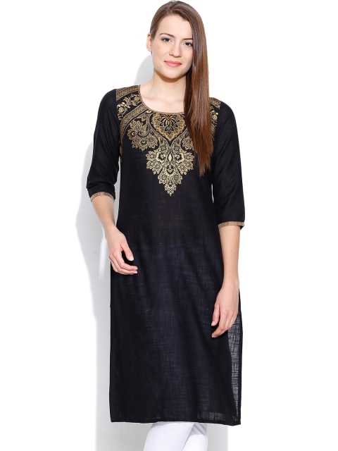

Aurelia Black Printed Kurta