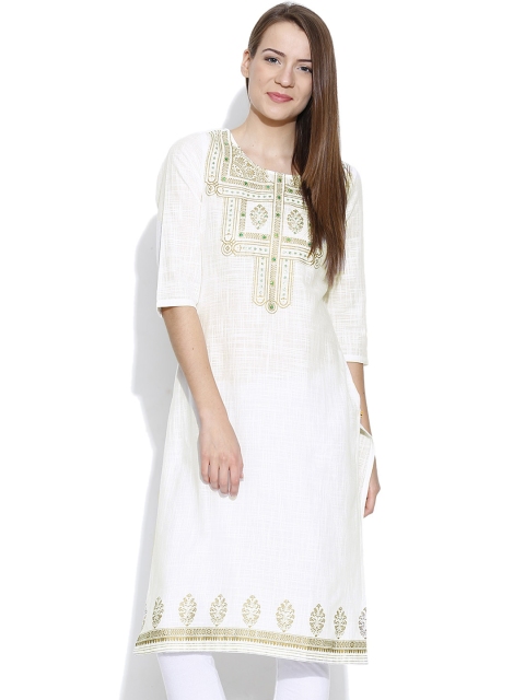 

Aurelia Off-White Printed Kurta