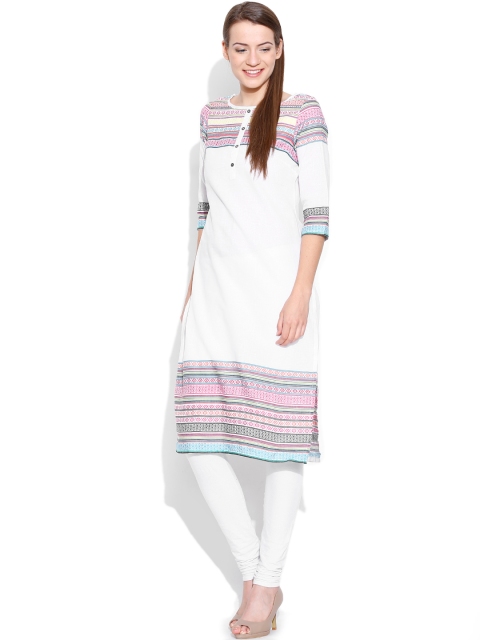 

Aurelia White Kurta with Patterned Weave