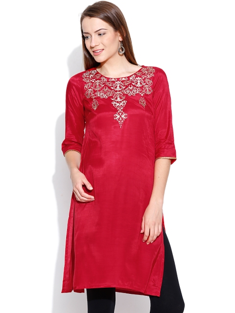 

Aurelia Red Embroidered Kurta