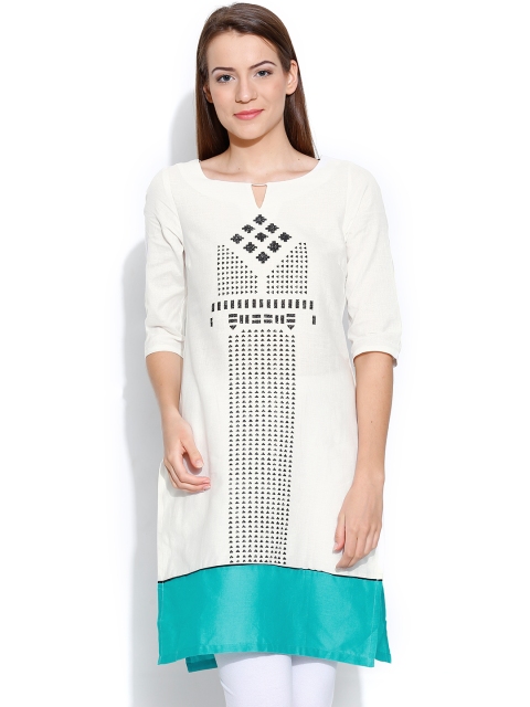 

W Off-White Printed Kurta