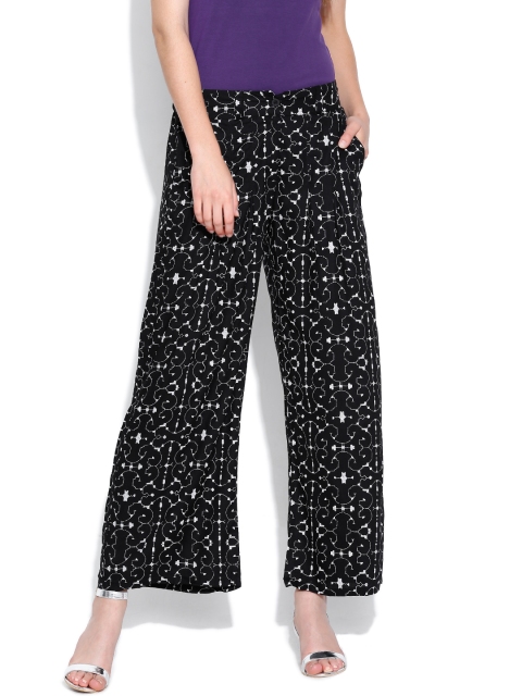 

W Black Printed Palazzo Trousers