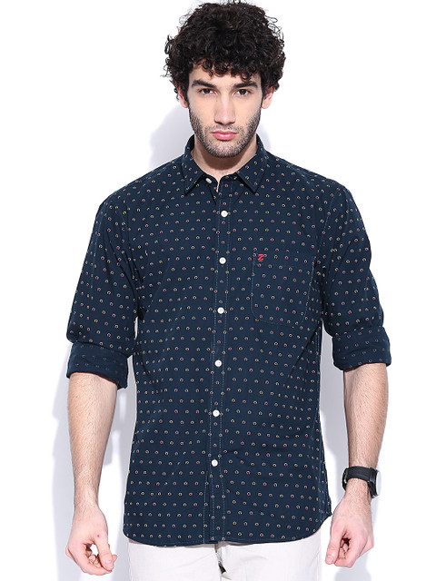 

IZOD Navy Printed Max Slim Casual Shirt, Navy blue