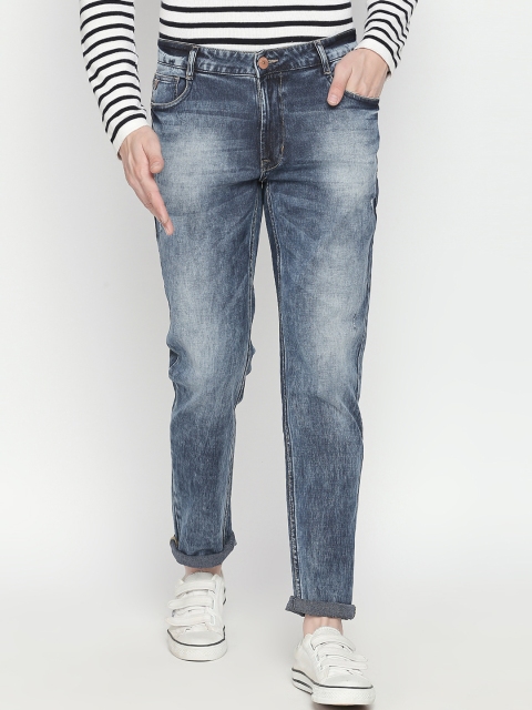 

SF JEANS by Pantaloons Men Navy Blue Slim Fit Mid-Rise Low Distress Jeans