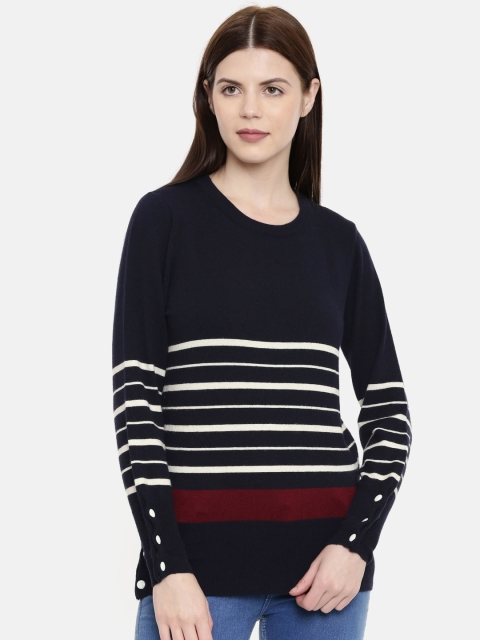 

Jealous 21 Women Navy & White Striped Sweatshirt, Navy blue