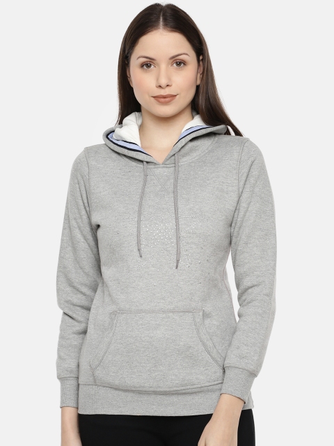 

Jealous 21 Women Grey Embellished Hooded Sweatshirt