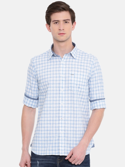 

Lee Cooper Men Blue & Off-White Regular Fit Checked Casual Shirt