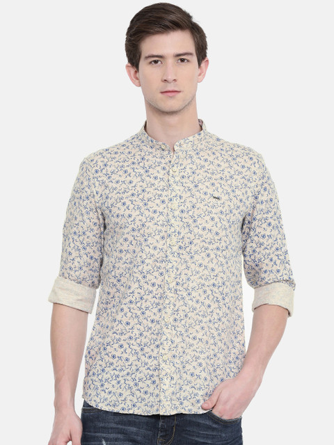

Lee Cooper Men Beige & Blue Regular Fit Printed Casual Shirt