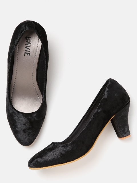 

Lavie Women Black Solid Pumps with Velvet Finish