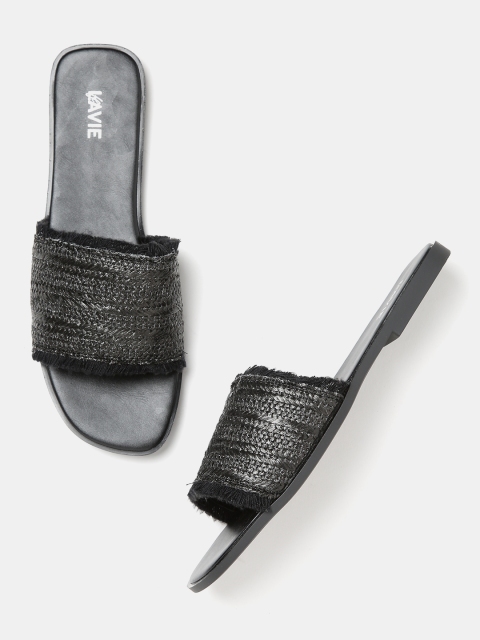 

Lavie Women Black Woven Design Open Toe Flats