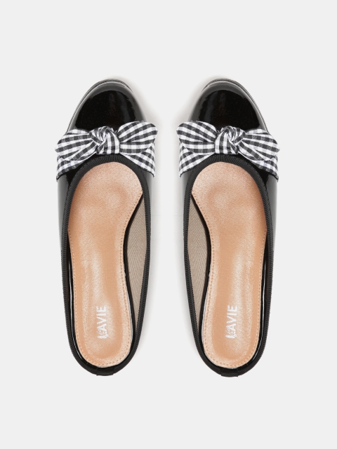 

Lavie Women Black & White Checked Flats with Bow Detail