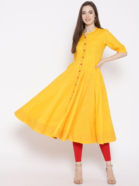 

Sangria Women Yellow Solid Textured Anarkali Kurta