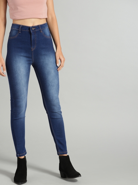 

The Roadster Lifestyle Co Women Blue High Waist Skinny Fit Jeggings