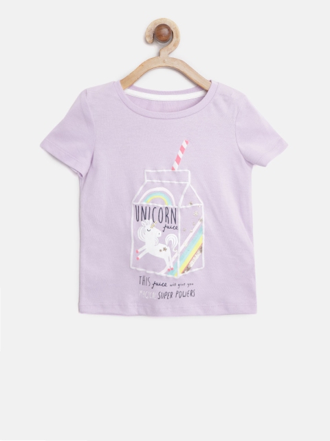 

Marks & Spencer Girls Lavender Printed Round Neck T-shirt